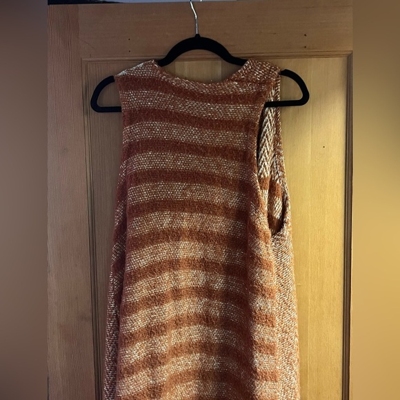 Free people Sz M floor length sweater cardigan sleeveless pockets wool blend - Picture 10 of 15